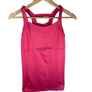 Athleta Double Take Tennis Tank Built in Bra Bright Pink Size Small Activewear
